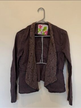 Rare Free People Lace-Trim Open Blazer